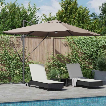 Parasol Roma de Brazo Lateral Taupe y Negro 352 x 251 x 265 cm