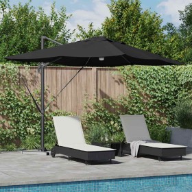 Parasol Roma de Brazo Lateral Negro y Negro 352 x 251 x 265 cm