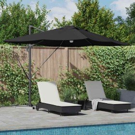 Parasol Roma de Brazo Lateral Negro y Negro 352 x 251 x 265 cm