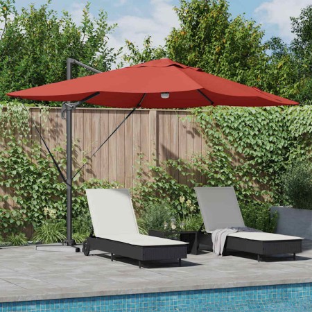 Parasol Roma de Brazo Lateral Rojo y Negro 352 x 251 x 265 cm