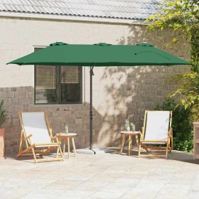 Parasol de jardín tipo cantilever Verde 372 x 198 x 243 cm