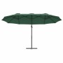 Parasol de jardín tipo cantilever Verde 372 x 198 x 243 cm