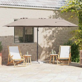 Parasol de jardín tipo cantilever Taupé 372 x 198 x 243 cm
