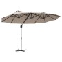 Parasol de jardín tipo cantilever Taupé 372 x 198 x 243 cm