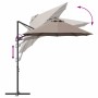 Parasol de jardín tipo cantilever Taupé 372 x 198 x 243 cm