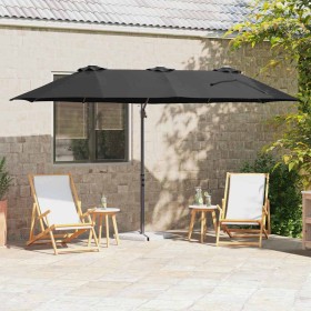 Parasol de jardín tipo cantilever Negro 372 x 198 x 243 cm