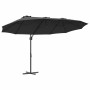 Parasol de jardín tipo cantilever Negro 372 x 198 x 243 cm