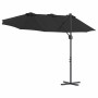 Parasol de jardín tipo cantilever Negro 372 x 198 x 243 cm