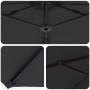 Parasol de jardín tipo cantilever Negro 372 x 198 x 243 cm