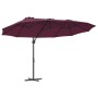 Parasol de jardín tipo cantilever Rojo burdeos