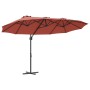 Parasol de jardín tipo cantilever Terracota 372 x 198 x 243 cm