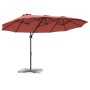 Parasol de jardín tipo cantilever Terracota 372 x 198 x 243 cm