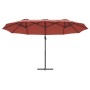 Parasol de jardín tipo cantilever Terracota 372 x 198 x 243 cm