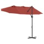 Parasol de jardín tipo cantilever Terracota 372 x 198 x 243 cm