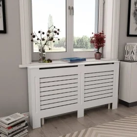White MDF radiator cover 152x19x81.5 cm by vidaXL, Accessories for heating radiators - Ref: Foro24-284321, Price: 92,65 €, Di...