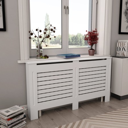 Weiße MDF-Heizkörperabdeckung 152x19x81,5 cm von vidaXL, Zubehör für Heizkörper - Ref: Foro24-284321, Preis: 90,68 €, Rabatt: %