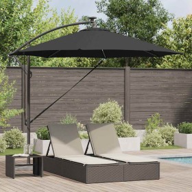 Parasol de cantilever tipo plátano Negro 294 x 294 x 248 cm