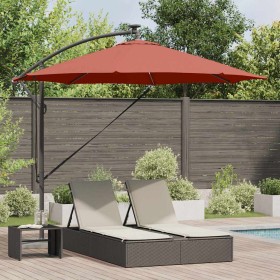 Parasol de cantilever tipo plátano Terracota 294 x 294 x 248 cm