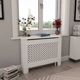 Weiße MDF-Heizkörperabdeckung 112x19x81,5 cm von vidaXL, Zubehör für Heizkörper - Ref: Foro24-284323, Preis: 103,43 €, Rabatt: %