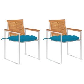 Sillas de jardín con cojines 2 uds madera maciza acacia y acero