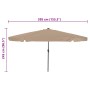 Parasol de jardín Taupe y Negro 395 x 395 x 245 cm