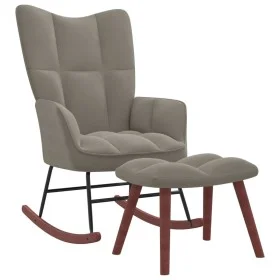 Silla mecedora con reposapiés terciopelo gris claro by vidaXL, Rocking chairs - Ref: Foro24-328150, Price: 166,06 €, Discount: %