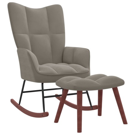 Schaukelstuhl mit Hocker aus hellem grauem Samt von vidaXL, Schaukelstühle - Ref: Foro24-328150, Preis: 166,79 €, Rabatt: %