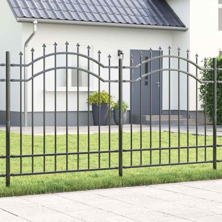 Cerca de jardín Gris 215 cm Acero con recubrimiento en polvo