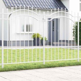 Cerca de jardín Blanco 190 cm Acero con recubrimiento en polvo