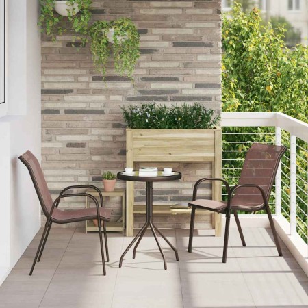 Juego Bistro de Jardín 3 pcs Marrón Acero