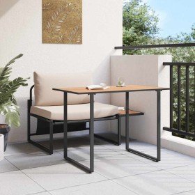 Conjunto de Comedor de Jardín 2 pcs Taupé Acero