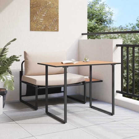 Conjunto de Comedor de Jardín 2 pcs Taupé Acero