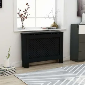 Radiator cover in black MDF 112x19x81.5 cm by vidaXL, Accessories for heating radiators - Ref: Foro24-288192, Price: 103,75 €...