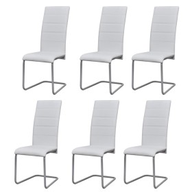 Cantilever dining chairs 6 units white synthetic leather by vidaXL, dining chairs - Ref: Foro24-272419, Price: 325,09 €, Disc...