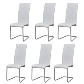 Cantilever dining chairs 6 units white synthetic leather by vidaXL, dining chairs - Ref: Foro24-272419, Price: 310,49 €, Disc...