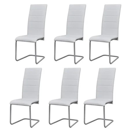 Cantilever dining chairs 6 units white synthetic leather by vidaXL, dining chairs - Ref: Foro24-272419, Price: 310,49 €, Disc...