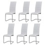 Sillas voladizas de comedor 6 unidades cuero sintético blanco