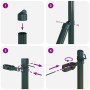 Postes de cerca 7 pcs Verde Ø32mm 150 cm Acero galvanizado