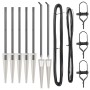 Postes de cerca 7 pcs Gris Ø32mm 100 cm Acero galvanizado