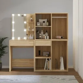 Dressing table with LED and 2 Sonoma oak plywood cabinets by vidaXL, Bedroom Dressers - Ref: Foro24-3082029, Price: 200,75 €,...