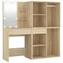 Tocador con LED y 2 armarios madera contrachapada roble Sonoma de vidaXL, Tocadores para dormitorios - Ref: Foro24-3082029, P...