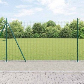 Postes de cerca 7 pcs Verde Ø32mm 160 cm Acero galvanizado