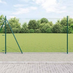 Postes de cerca 13 pcs Verde Ø32mm 160 cm Acero galvanizado