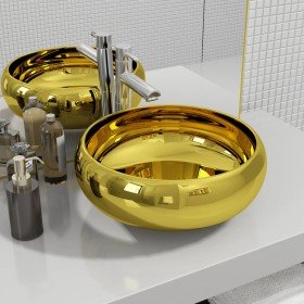 Lavabo 40x15 cm cerámica dorado