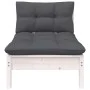 Central garden sofa and solid acacia wood cushions in white. by vidaXL, Modular outdoor sofas - Ref: Foro24-806635, Price: 76...