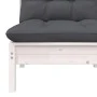 Central garden sofa and solid acacia wood cushions in white. by vidaXL, Modular outdoor sofas - Ref: Foro24-806635, Price: 76...