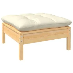 Garden stool with cream cushion solid pine wood by vidaXL, Modular outdoor sofas - Ref: Foro24-806640, Price: 56,27 €, Discou...