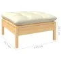 Gartenhocker mit cremefarbenem Kissen aus massivem Kiefernholz von vidaXL, Modulare Sofas für den Außenbereich - Ref: Foro24-...