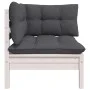 2-Sitzer-Gartensofa mit Kissen aus weißem Kiefernholz von vidaXL, Modulare Sofas für den Außenbereich - Ref: Foro24-806647, P...