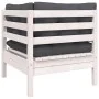 2-Sitzer-Gartensofa mit Kissen aus weißem Kiefernholz von vidaXL, Modulare Sofas für den Außenbereich - Ref: Foro24-806647, P...